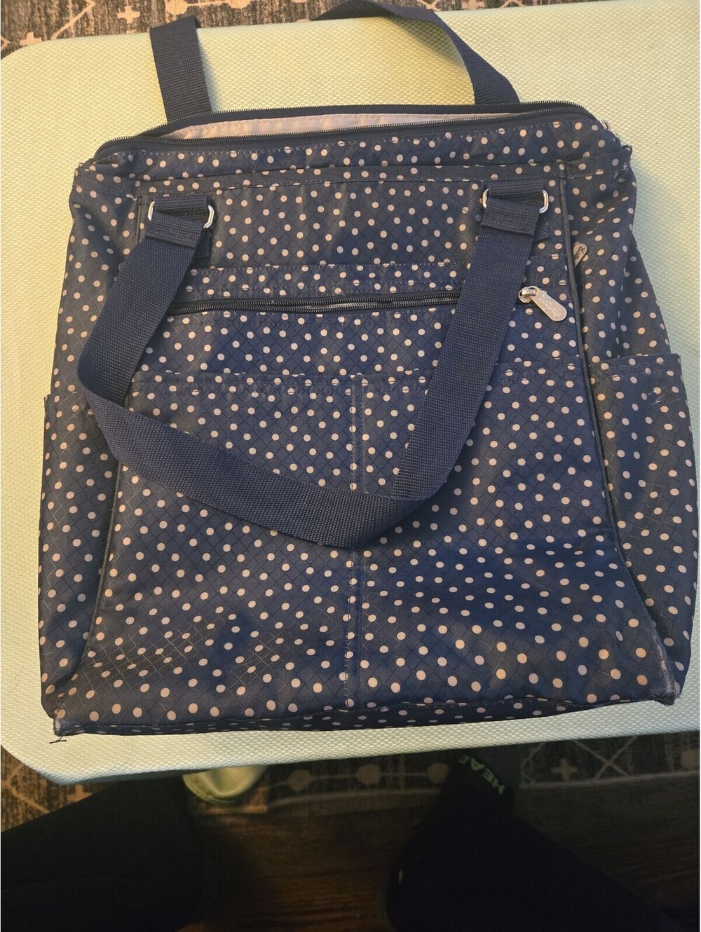 thirty-one Navy Blue Polka Dot Tote Bag/backpack
